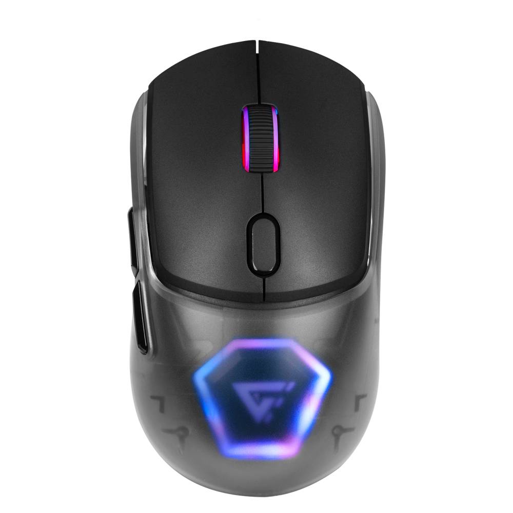Mouse Game Factor MOW700 Carcasas Intercambiables 2.4G+BT Pixart 3395 26.000 DPI RGB — Negro