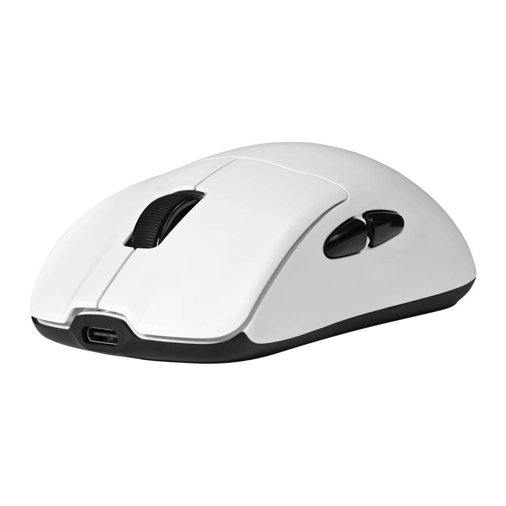 Mouse Game Factor MOW800 Inalámbrico Wireless 2.4G BT Pixart 3395 26.000 DPI 4K HZ Base RGB Ultra Ligero 56G — Blanco