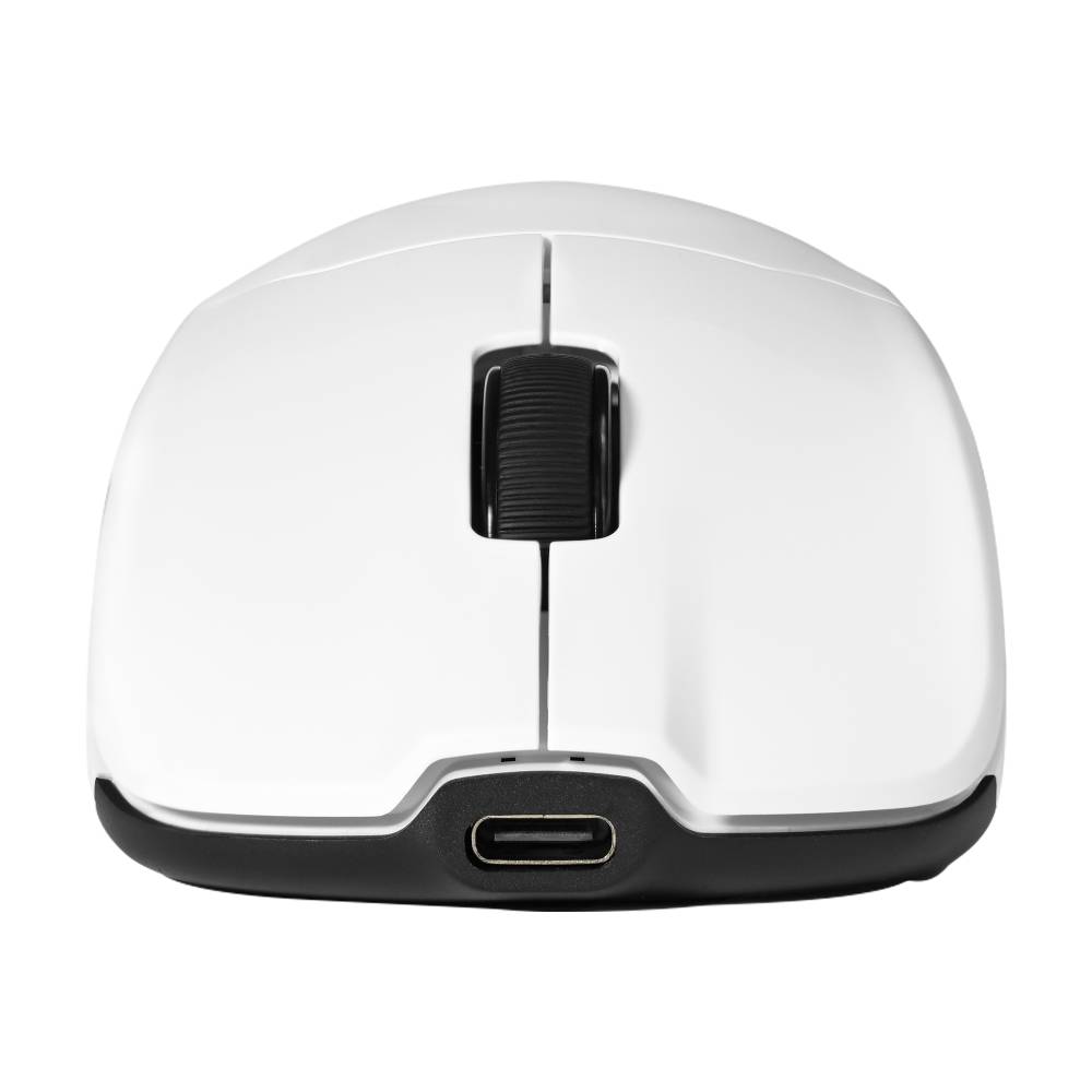 Mouse Game Factor MOW800 Inalámbrico Wireless 2.4G BT Pixart 3395 26.000 DPI 4K HZ Base RGB Ultra Ligero 56G — Blanco