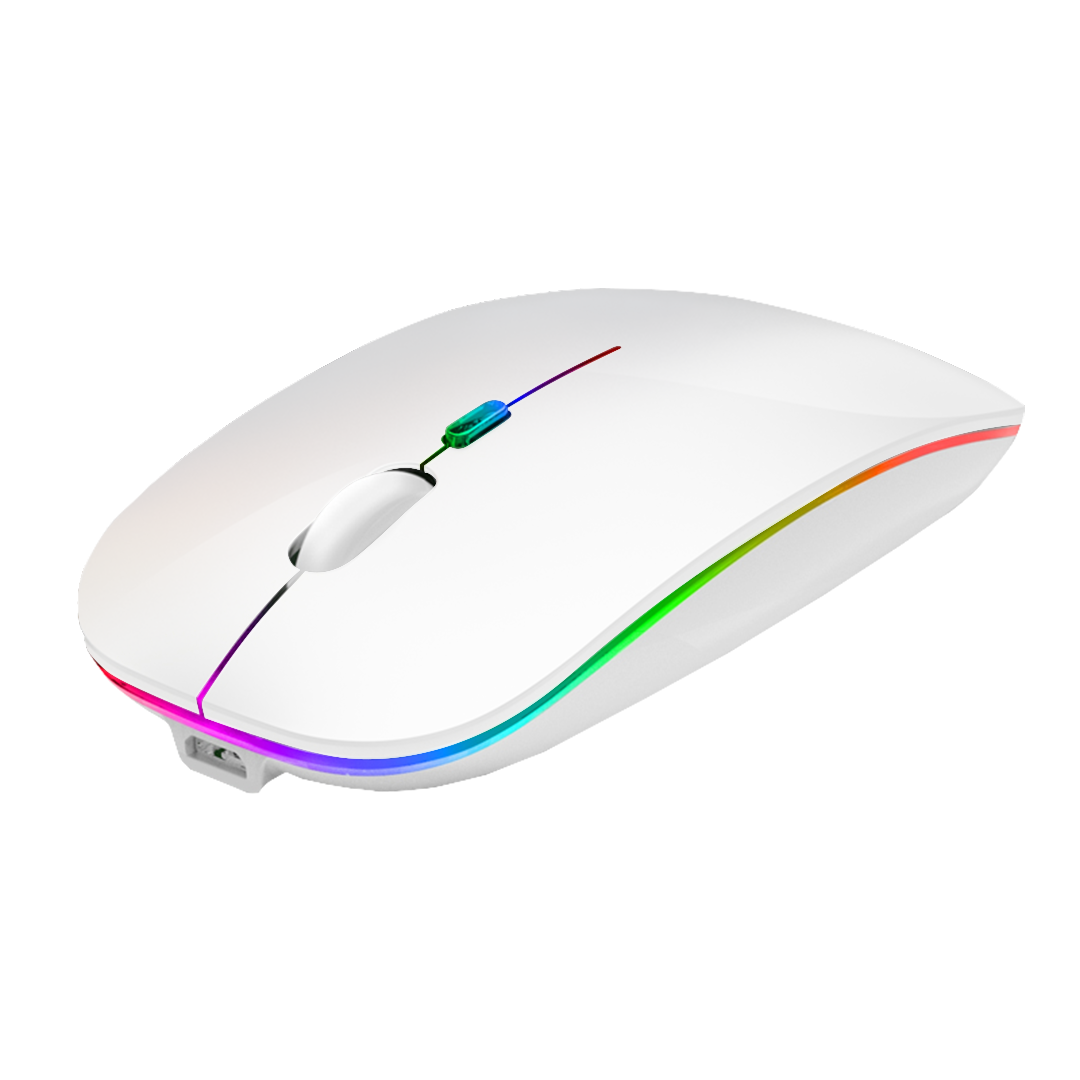 Mouse Nextep Inalámbrico Recargable Delgado/Silencioso RGB 1600 dpi Color Blanco