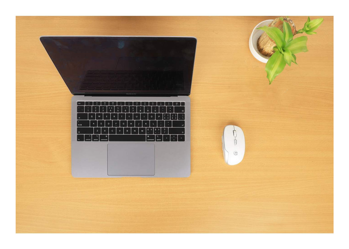 Mouse Óptico Inalámbrico Manhattan 6 botones Diestro 2.4G Blanco