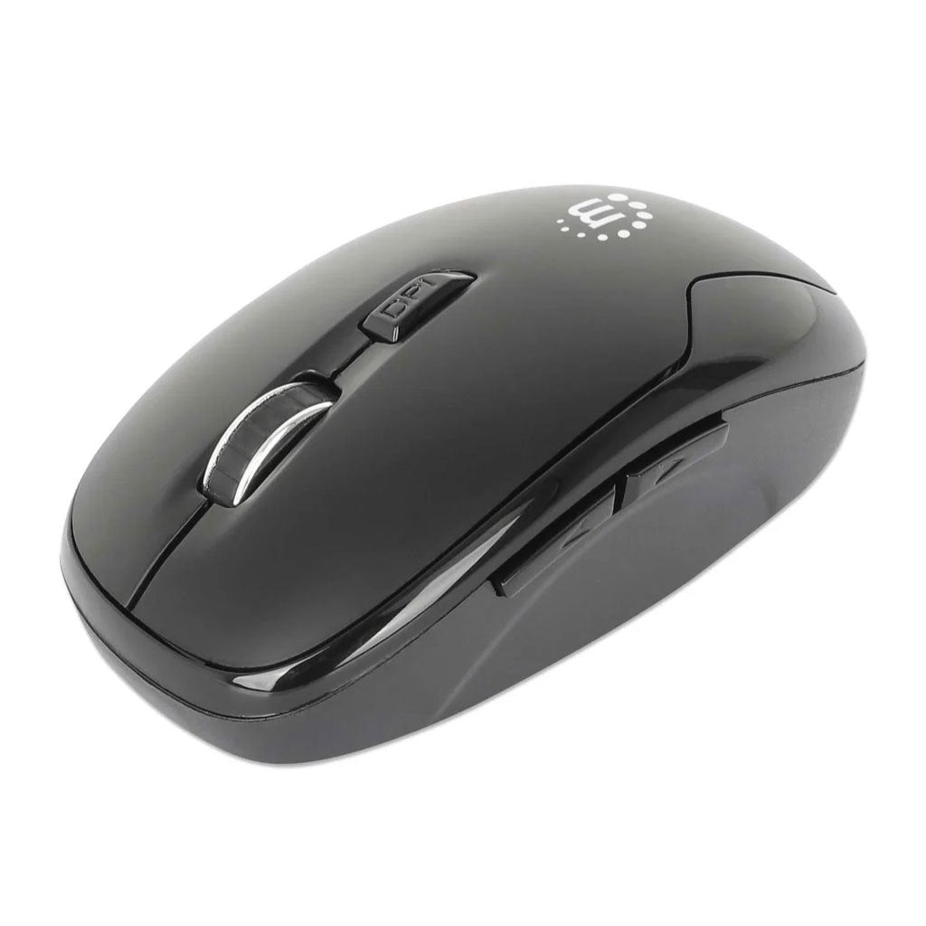 Mouse Óptico Manhattan Inalámbrico 6 botones Diestro 2.4G Negro
