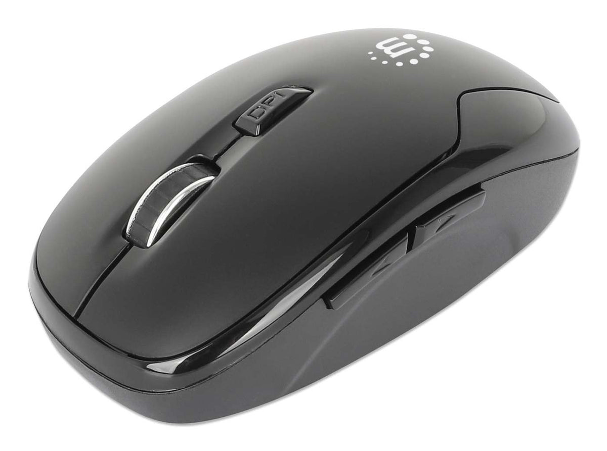 Mouse Óptico Manhattan Inalámbrico 6 botones Diestro 2.4G Negro