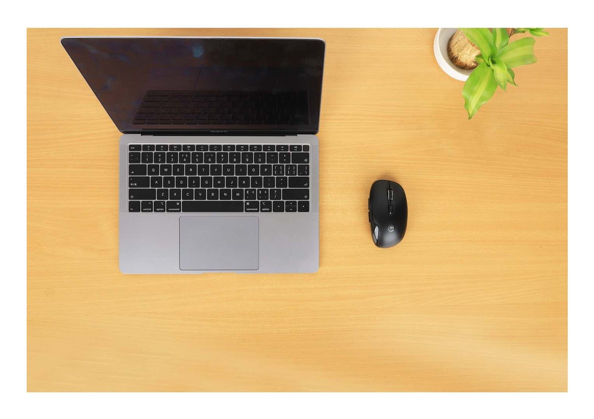 Mouse Óptico Manhattan Inalámbrico 6 botones Diestro 2.4G Negro