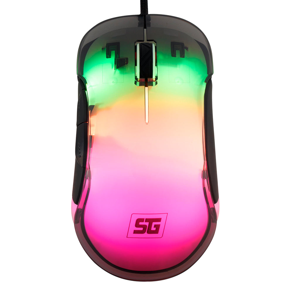 Mouse Vorago Start The Game MO-505 Alámbrico RGB Neon Hasta 7.200 Dpis USB Trasparente