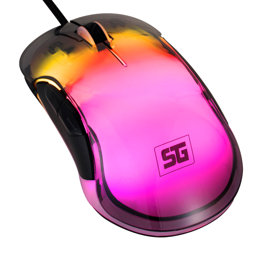 Mouse Vorago Start The Game MO-505 Alámbrico RGB Neon Hasta 7.200 Dpis USB Trasparente