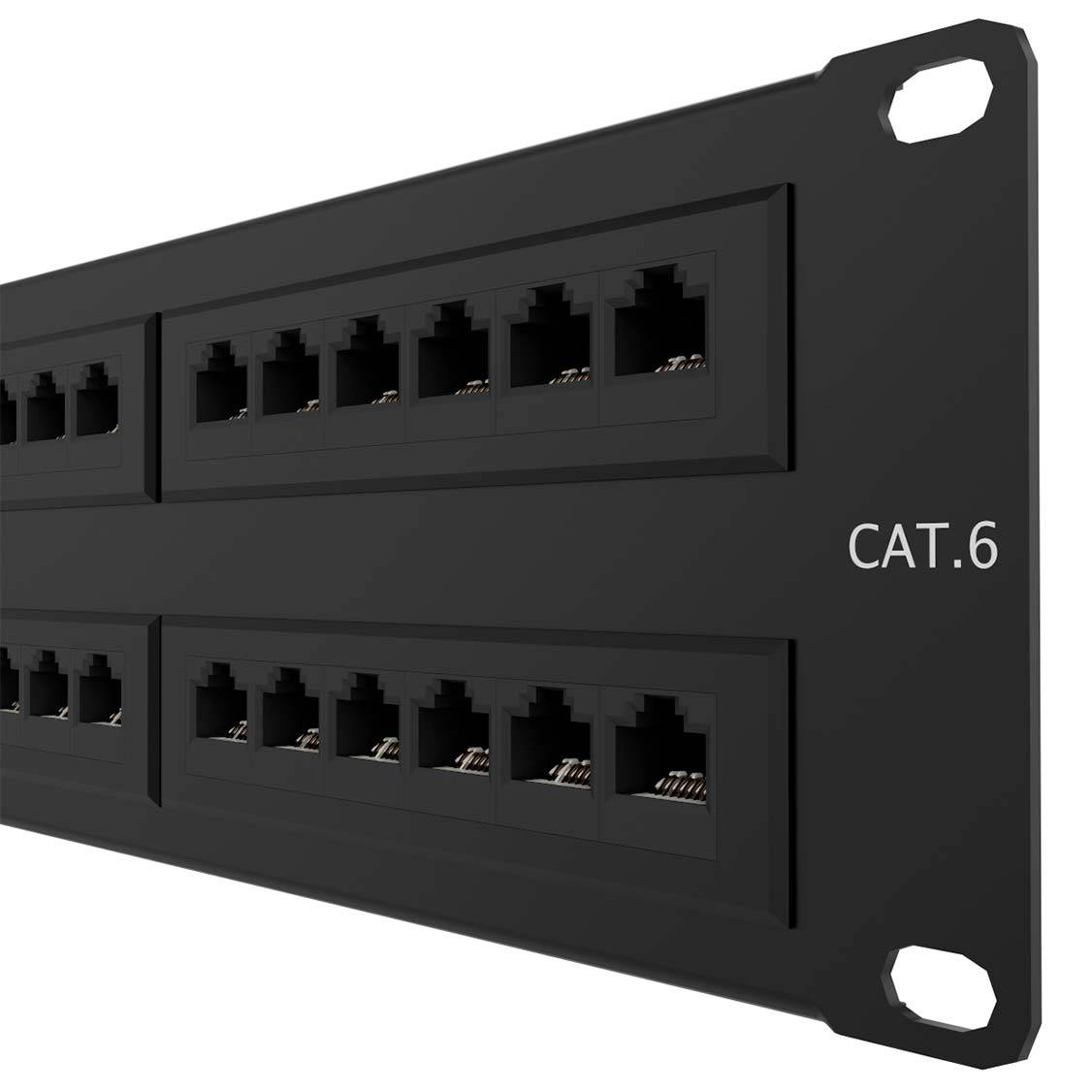 Panel de Conexión Red Nexxt Solutions para Rack Cat6 48 Puertos Pre-configurado Sin Blindaje Tipo 110 Esmalte Negro