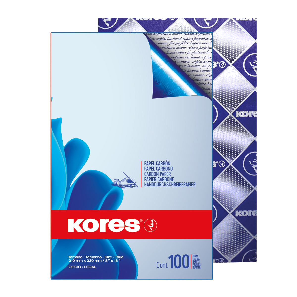 Papel Carbon Kores Kopynet Oficio Azul P/Lapiz con 100 Hojas