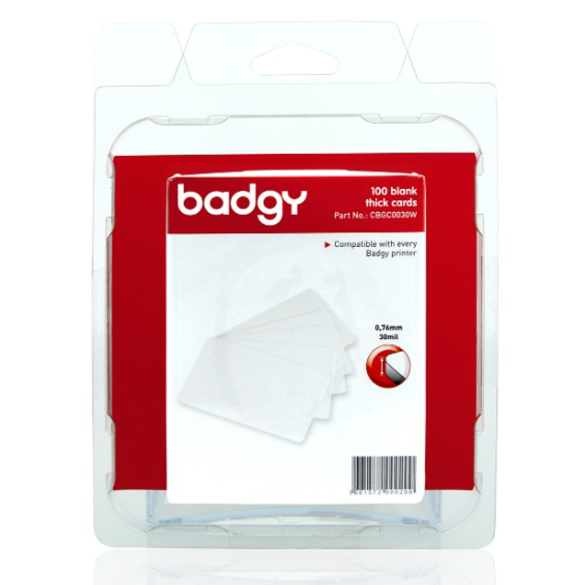 Paquete de tarjetas Evolis de PVC Blanco para Badgy 100/200 .030