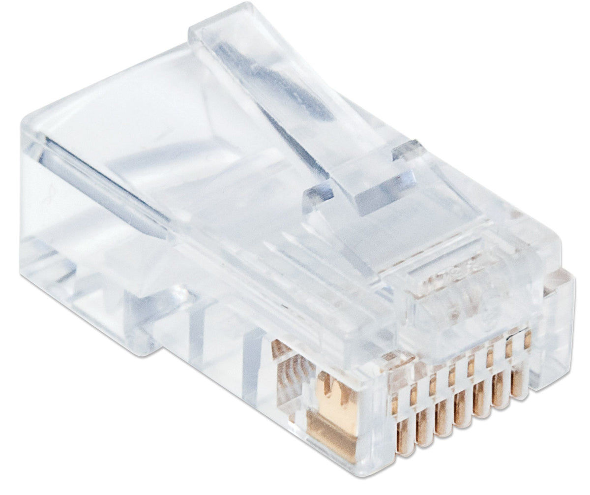 Plug Intellinet RJ45 Cat5e Solido UTP Oro 50 Micras Pro Bote con 100 Pzas