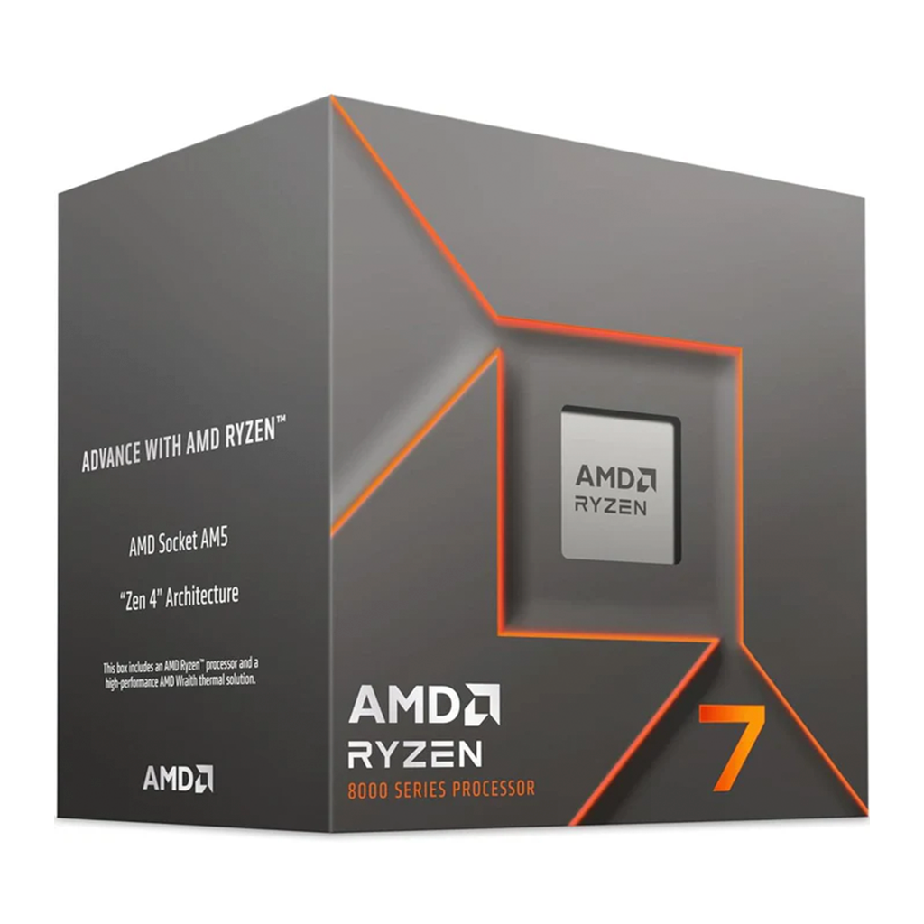 Procesador AMD Ryzen 7 8700F 4.1GHz 16MB 65W 8 Cores 16 Threads Socket AM5 sin Graficos con Disipador
