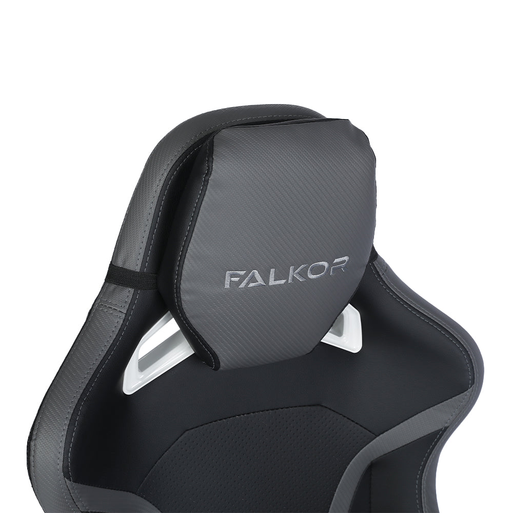 Silla Gamer Nextep Ergonómica Falkor Masaje Lumbar y Reposa Pies Color Gris/Negro