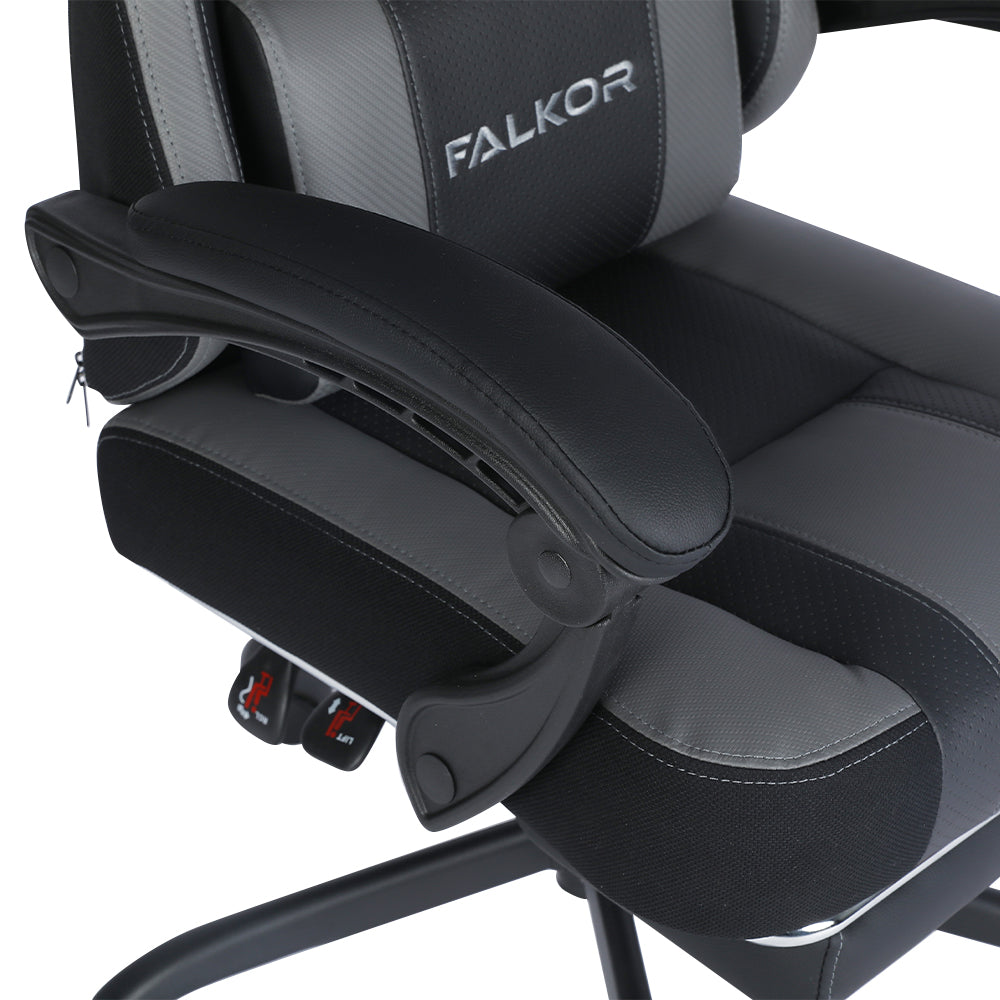 Silla Gamer Nextep Ergonómica Falkor Masaje Lumbar y Reposa Pies Color Gris/Negro