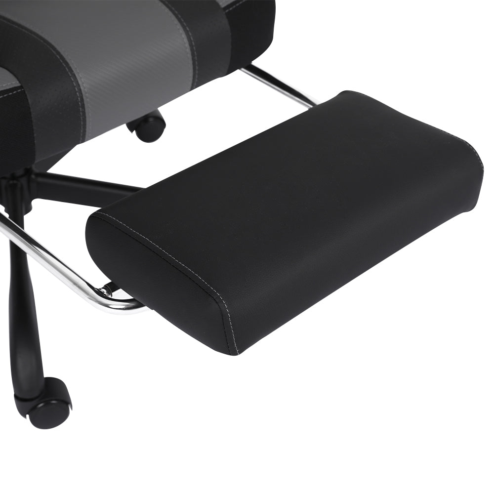 Silla Gamer Nextep Ergonómica Falkor Masaje Lumbar y Reposa Pies Color Gris/Negro