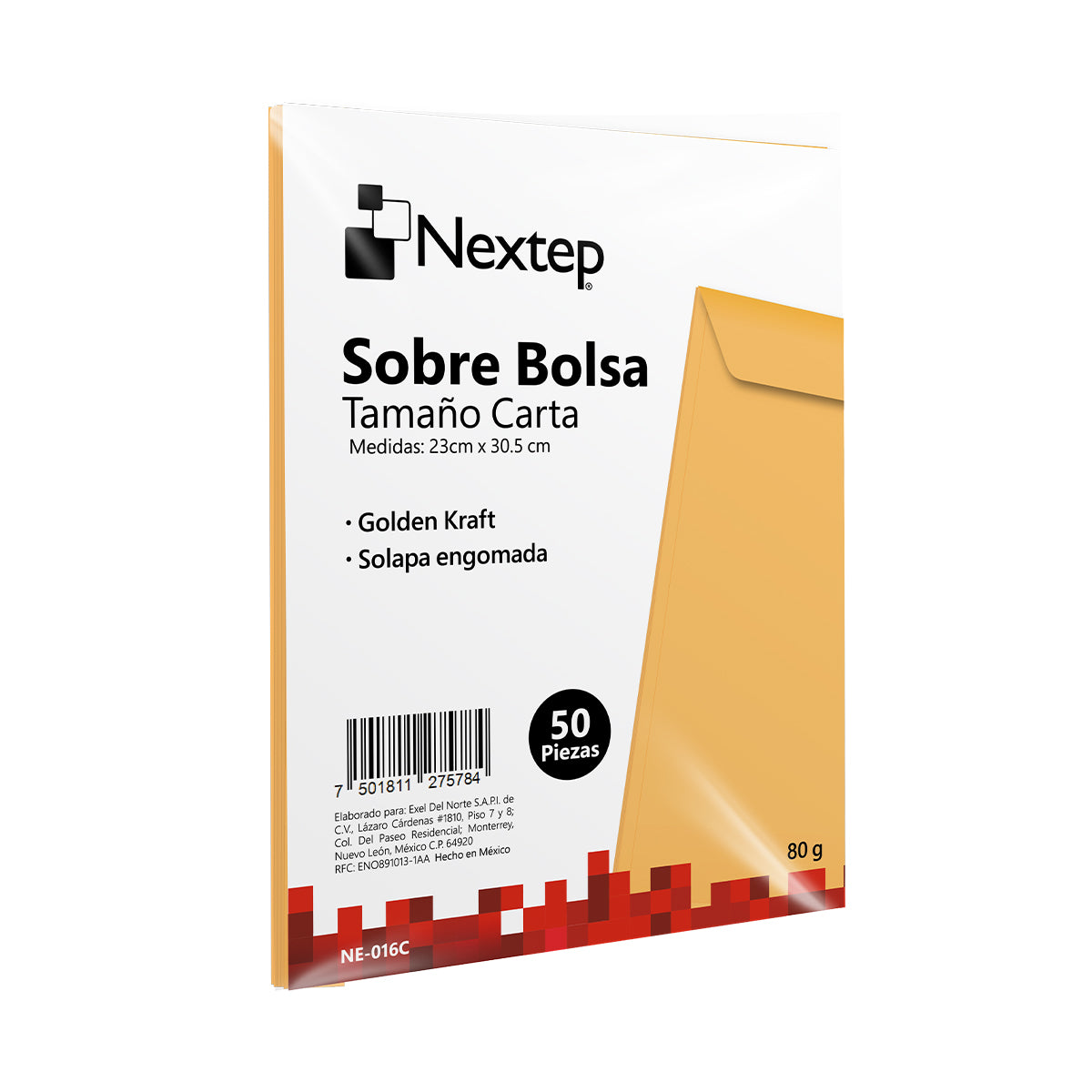 Sobre Bolsa Nextep Económico Tamaño Carta Solapa Engomada Paquete con 50
