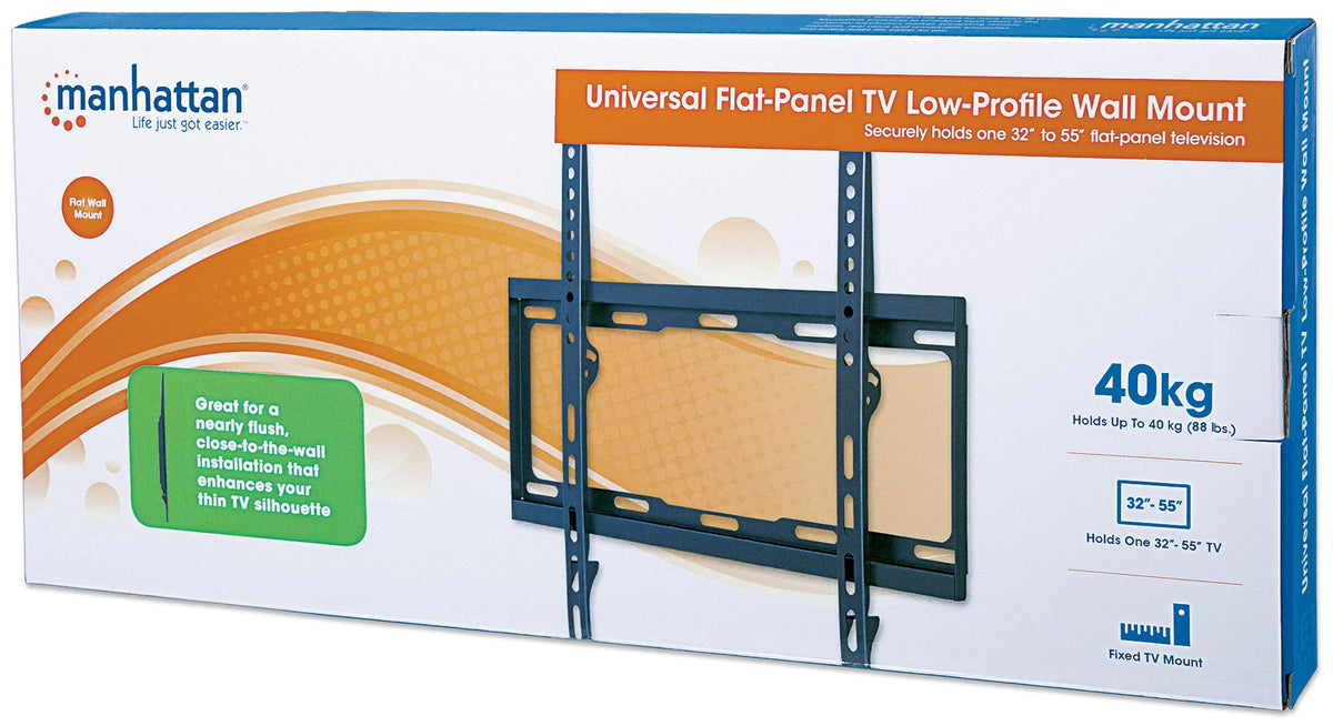 Soporte TV Manhattan 32" a 55" 40 Kg Pared Planas Bajo Perfil Color Negro