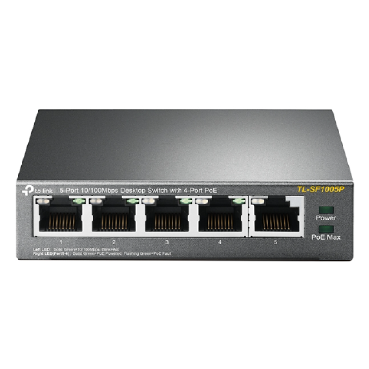 Switch TP-Link 5-Port 10/100 Mbps Desktop 4-Port PoE 4× 10/100 Mbps PoE Ports 1× 10/100 Mbps Non-PoE Port
