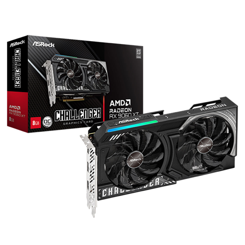 Tarjeta de Video AMD Asrock Challenger Radeon RX9060XT 8GB OC Dual Fan GDDR6 PCIe 5.0 1xHDMI 2xDP