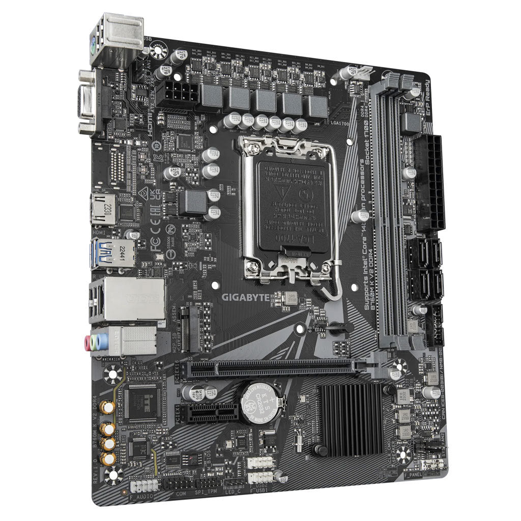 Tarjeta Madre Gigabyte B760M K V2 2xDDR4 64GB 3200Mhz HDMI VGA M.2 PCIe 4.0 S 1700 12th 13th 14th Gen mATX
