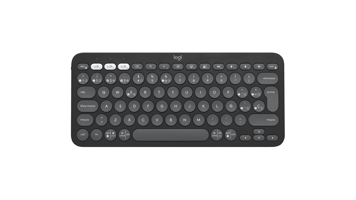 Teclado Bluetooth Logitech Pebble Keys 2 K380S Emparejamiento Multidispositivo Inalámbrico — Grafito