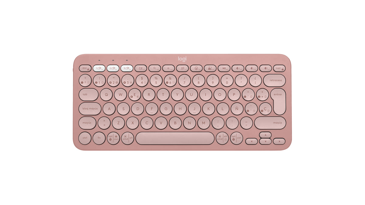 Teclado Bluetooth Logitech Pebble Keys 2 K380S Emparejamiento Multidispositivo Inalámbrico — Rosa