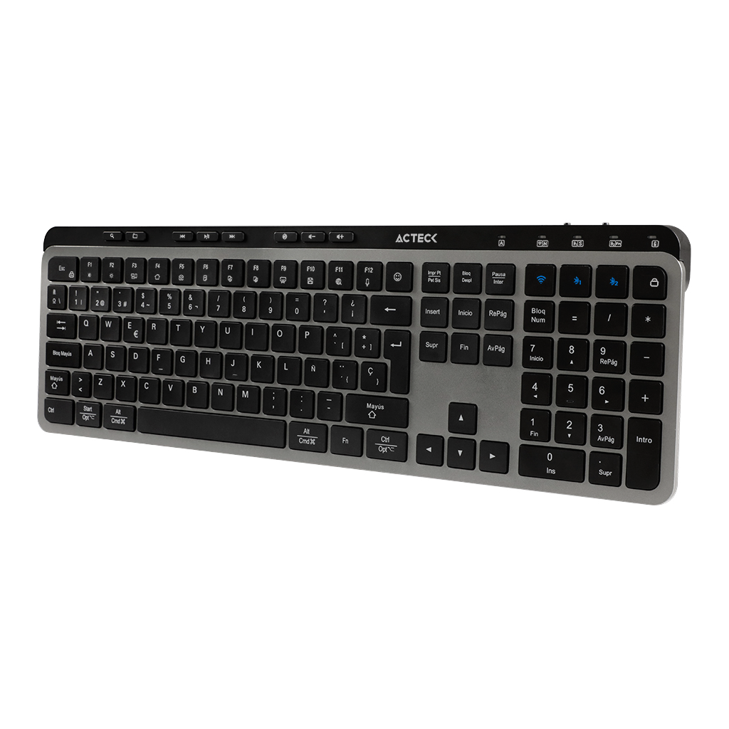 Teclado Multidispositivo Acteck Inspire Krea TI755/2.4MHz+2modosBT Elite Negro-Gris