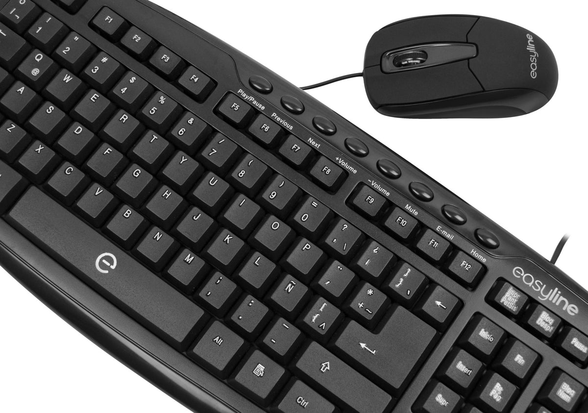 Teclado y Mouse Easy Line Alámbrico Balance USB Color Negro