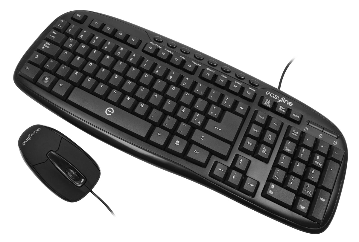 Teclado y Mouse Easy Line Alámbrico Balance USB Color Negro