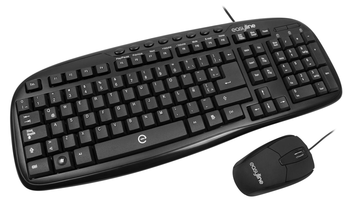 Teclado y Mouse Easy Line Alámbrico Balance USB Color Negro