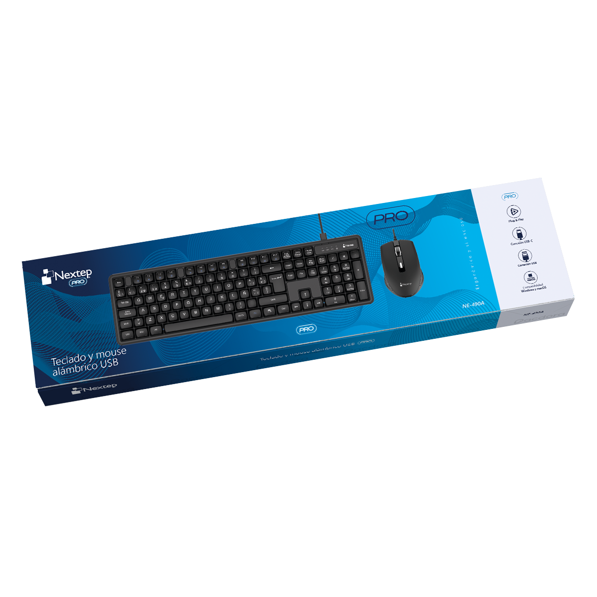 Teclado y Mouse Nextep Pro Alámbrico Operacion Silenciosa USB