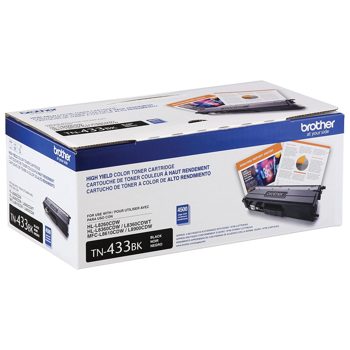 Tóner Brother TN433BK Rendimiento 4500 Páginas MFCL8900CDW Color Negro