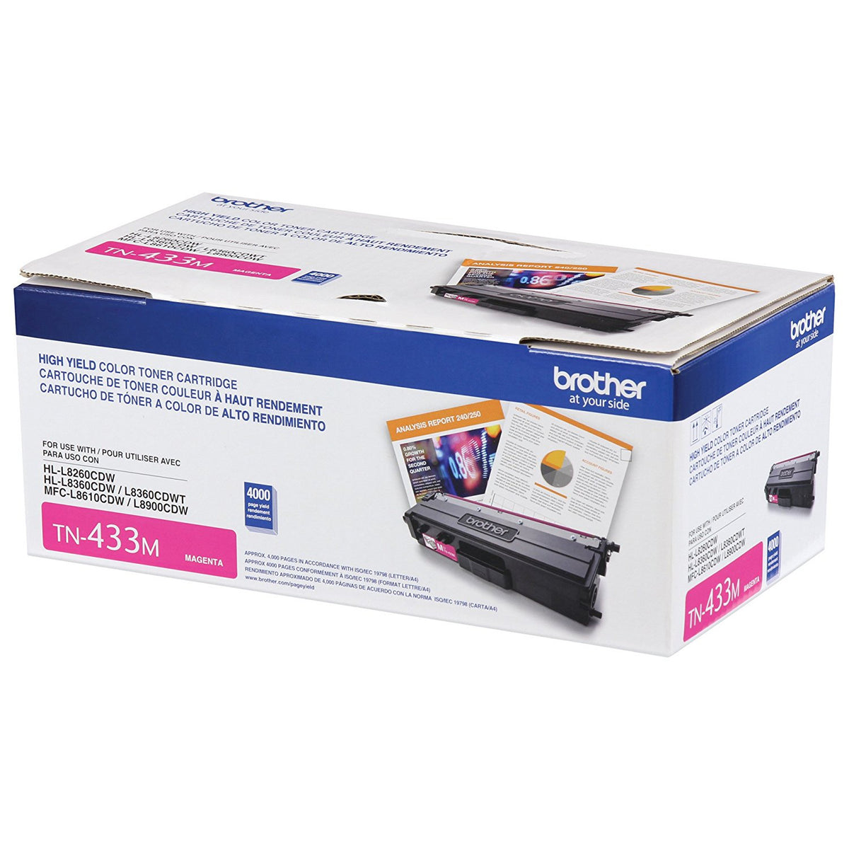 Tóner Brother TN433M Rendimiento 4000 Páginas MFCL8900CDW Color Magenta