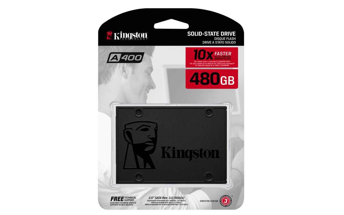 Unidad de Estado Sólido SSD Kingston A400 2.5" Sata3 7mm Lect.500/Escr.450mbs — 480 GB